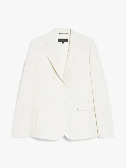Single-breasted blazer in stretch wool-blend canvas