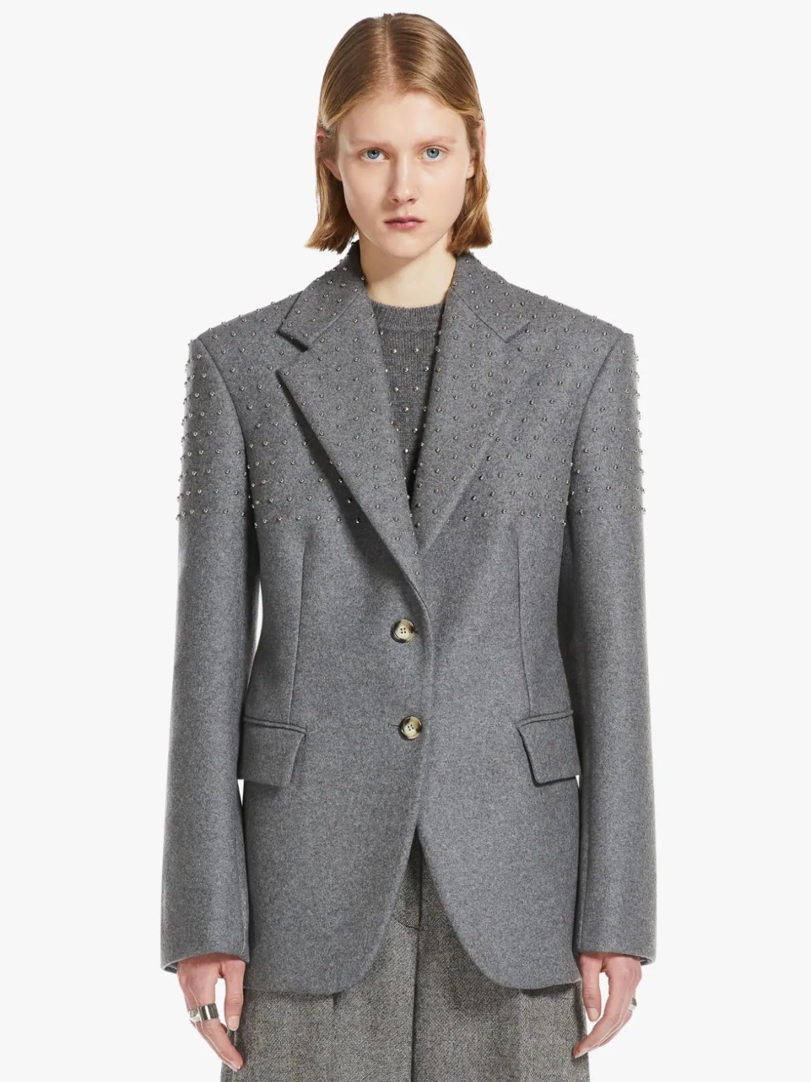 Single-breasted blazer with studs