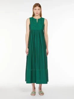 Sleeveless cotton-blend dress