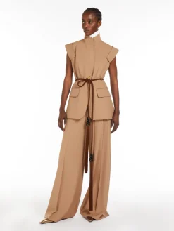 Sleeveless gabardine jacket