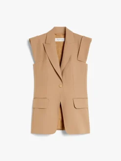 Sleeveless gabardine jacket