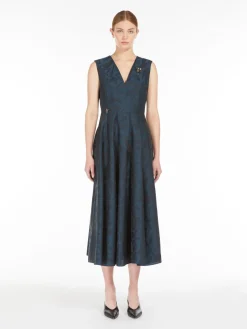 Sleeveless jacquard cotton dress
