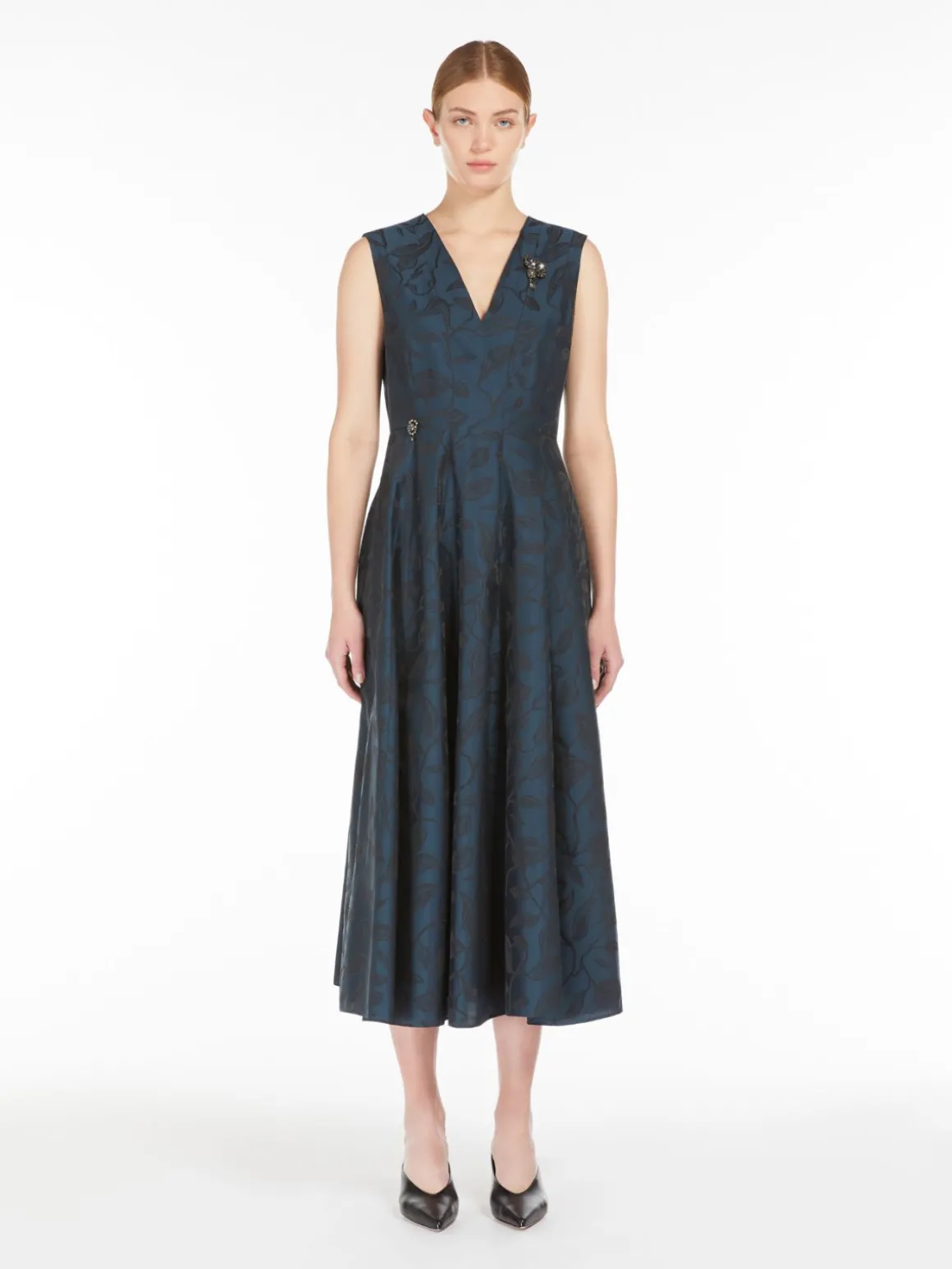 Sleeveless jacquard cotton dress