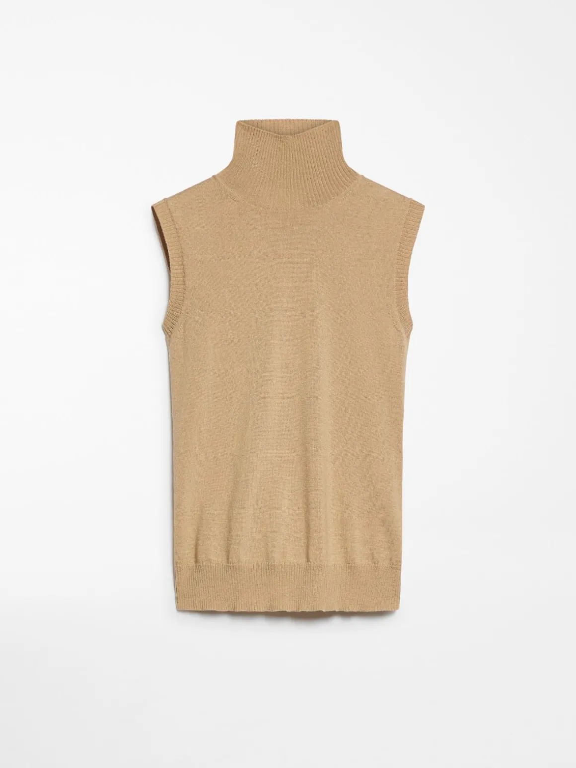 Sleeveless mock polo-neck sweater