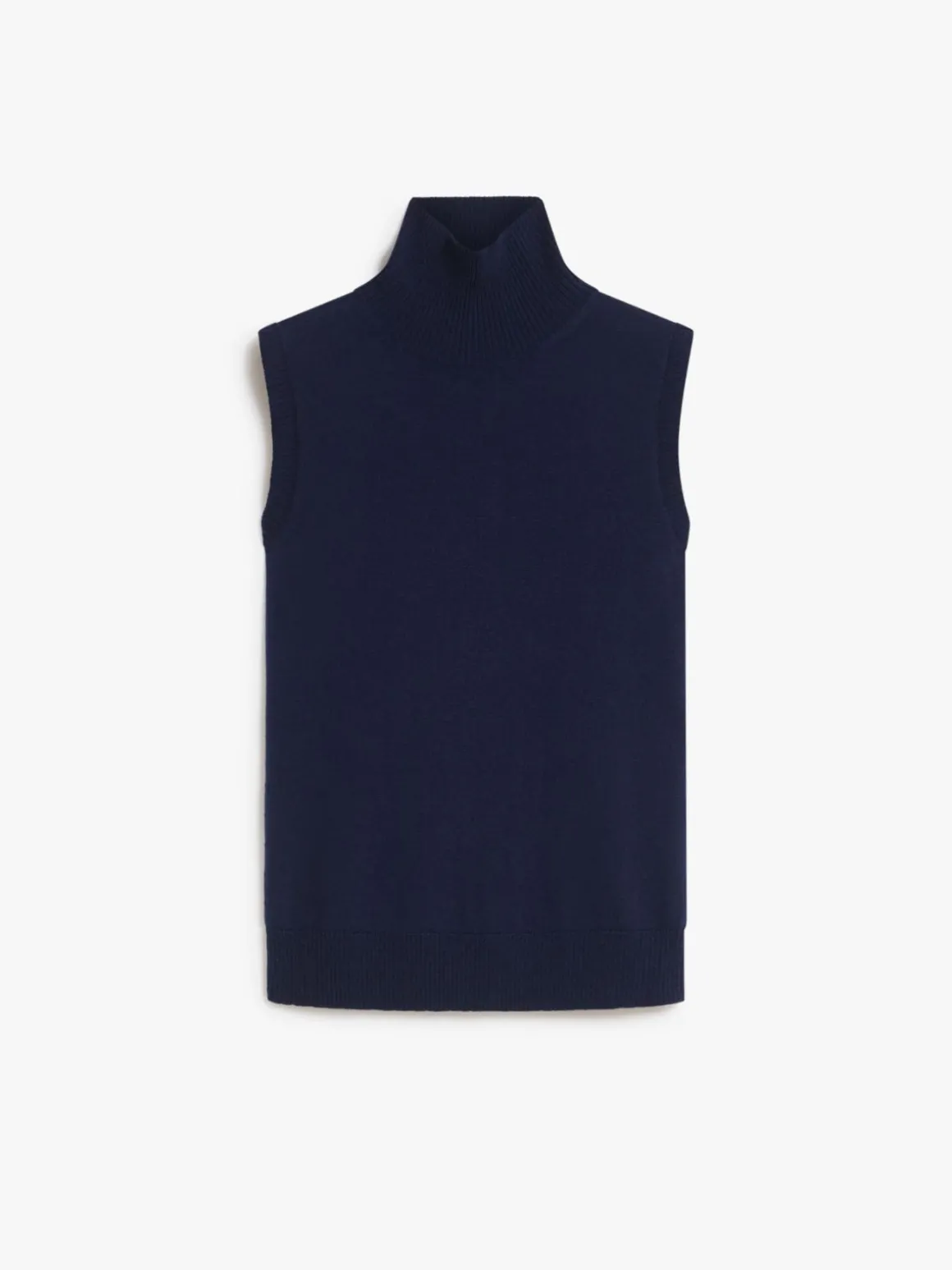 Sleeveless mock polo-neck sweater