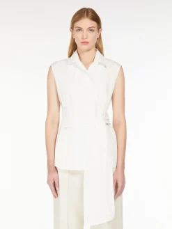 Sleeveless poplin shirt