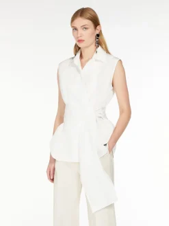 Sleeveless poplin shirt