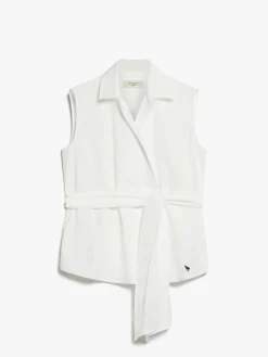 Sleeveless poplin shirt