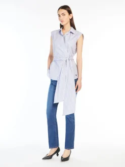 Sleeveless poplin shirt