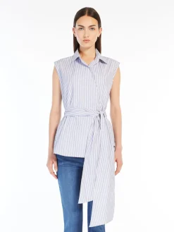 Sleeveless poplin shirt