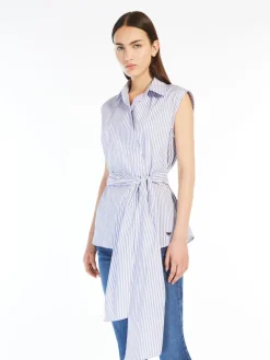 Sleeveless poplin shirt