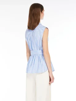 Sleeveless poplin shirt