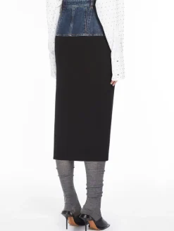 Slim-fit denim skirt