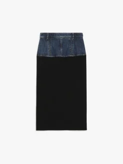 Slim-fit denim skirt