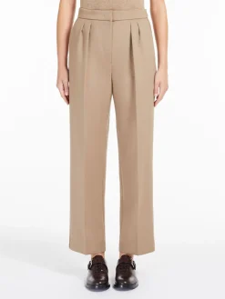 Slim-fit, stretch-wool trousers