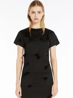 Slim-fit top with embroidered rose detail