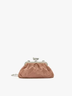 Small Pasticcino Bag in mesh and rhinestones