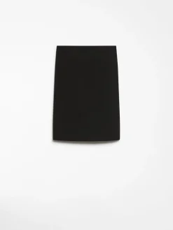 Straight-fit stretch wool skirt