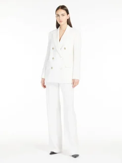 Straight-fit wool satin trousers