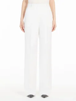 Straight-fit wool satin trousers
