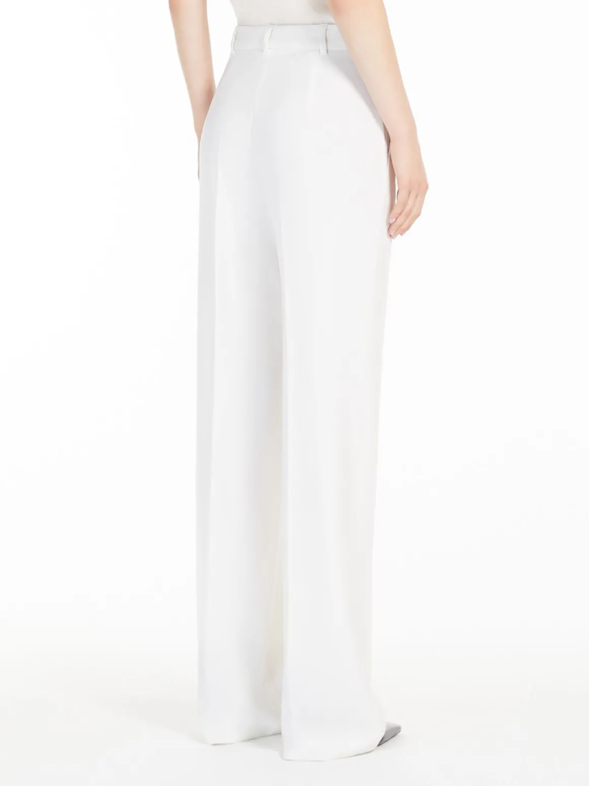 Straight-fit wool satin trousers