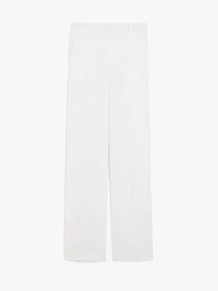 Straight-fit wool satin trousers