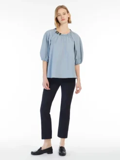 Stretch cotton blend trousers