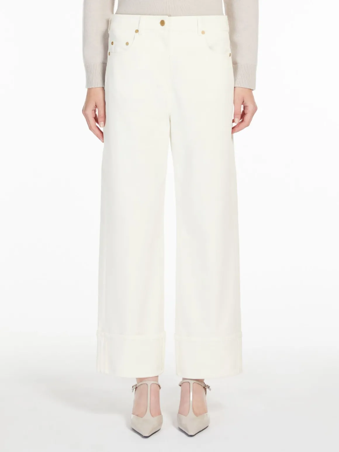 Stretch cotton bull denim jeans