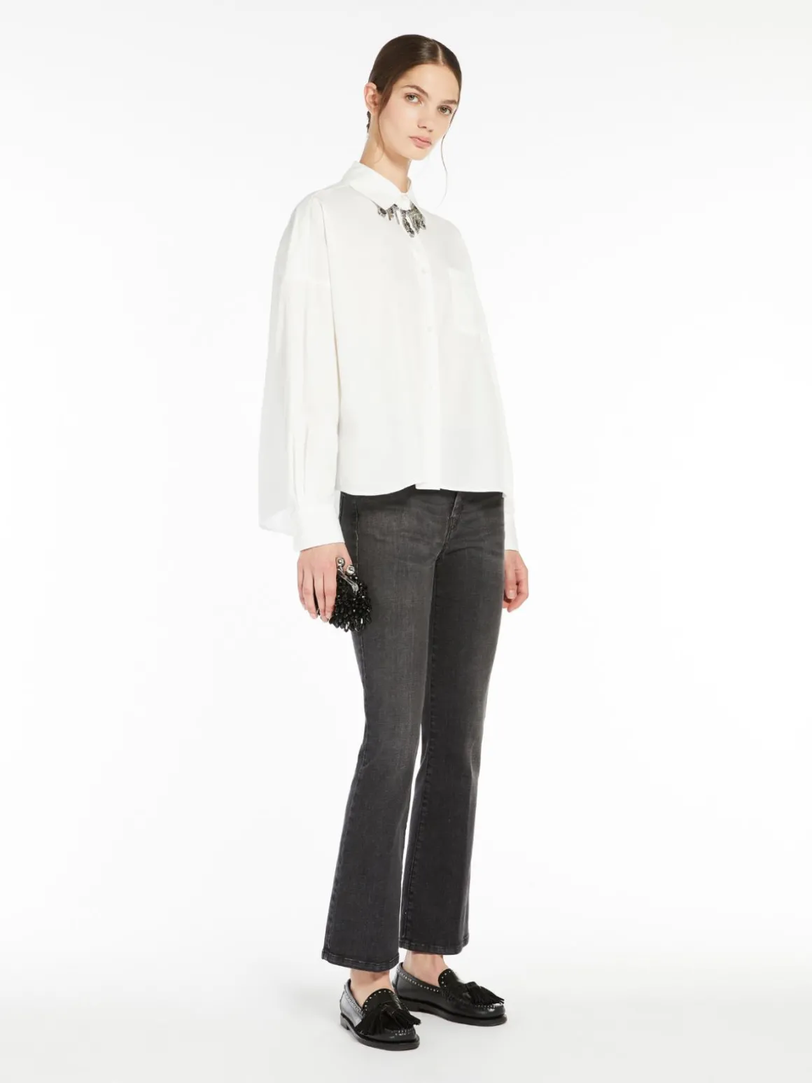 Stretch denim cropped jeans
