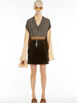 Stretch viscose poncho sweater