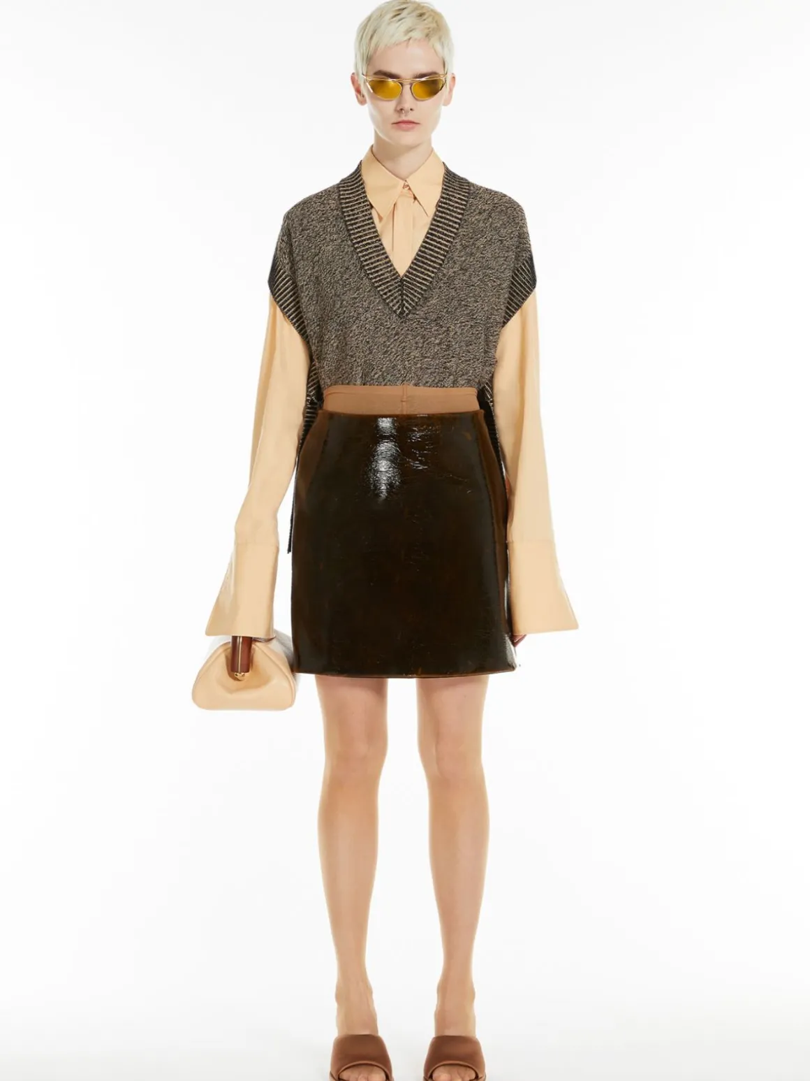 Stretch viscose poncho sweater