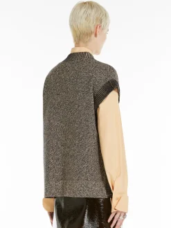 Stretch viscose poncho sweater