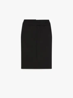 Stretch wool midi skirt