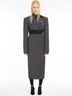 Stretch wool midi skirt
