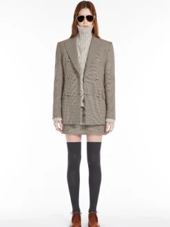 Stretch wool mini skirt