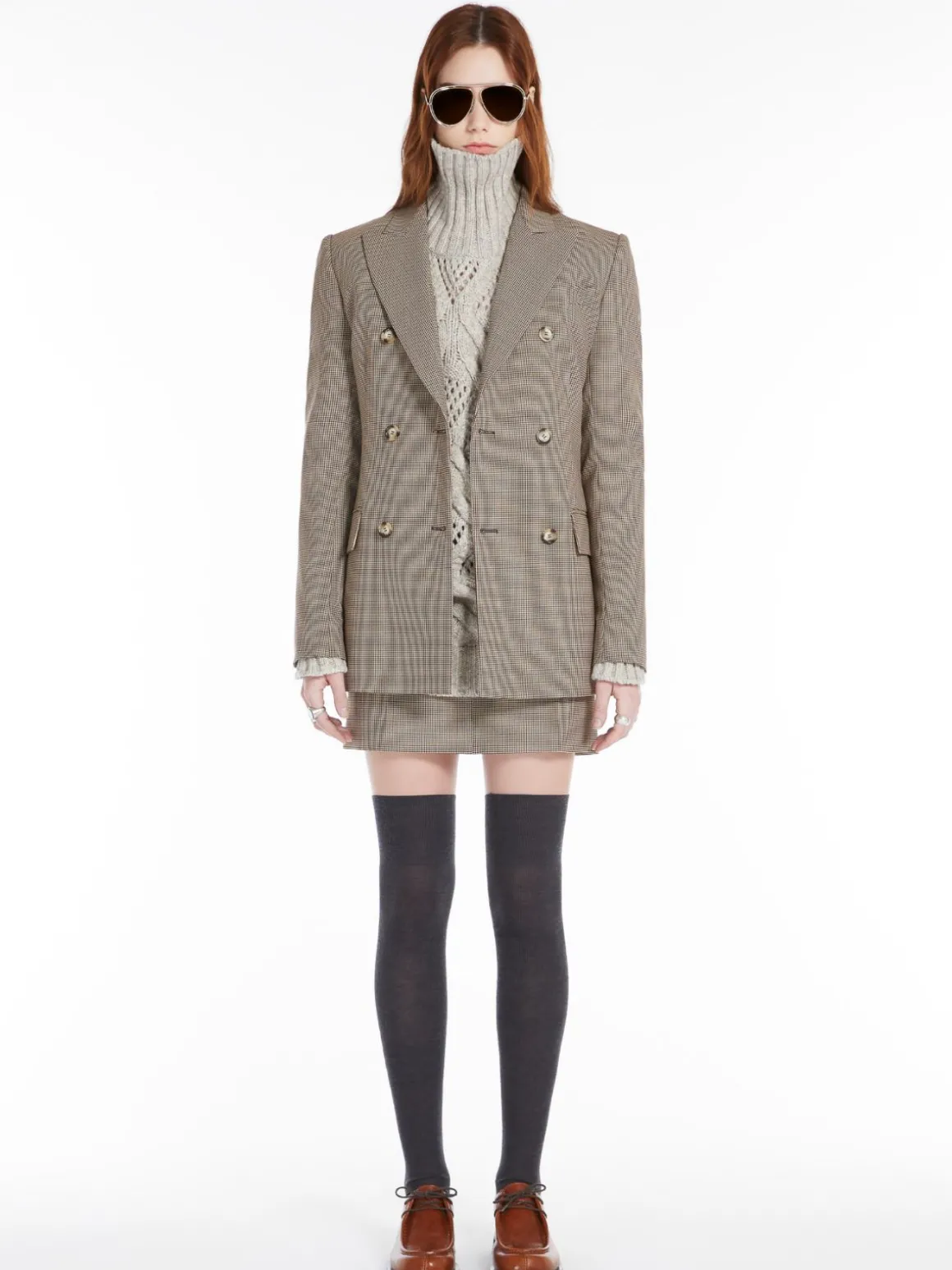 Stretch wool mini skirt