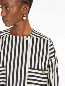 Striped cotton and silk blouse