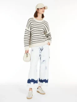 Striped cotton yarn sweater