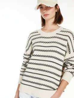 Striped cotton yarn sweater