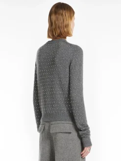 Studded cashmere-blend crew-neck sweater