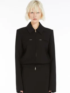 Tailored stretch wool blouson jacket