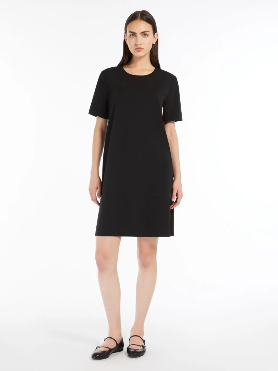 Technical jersey flared dress