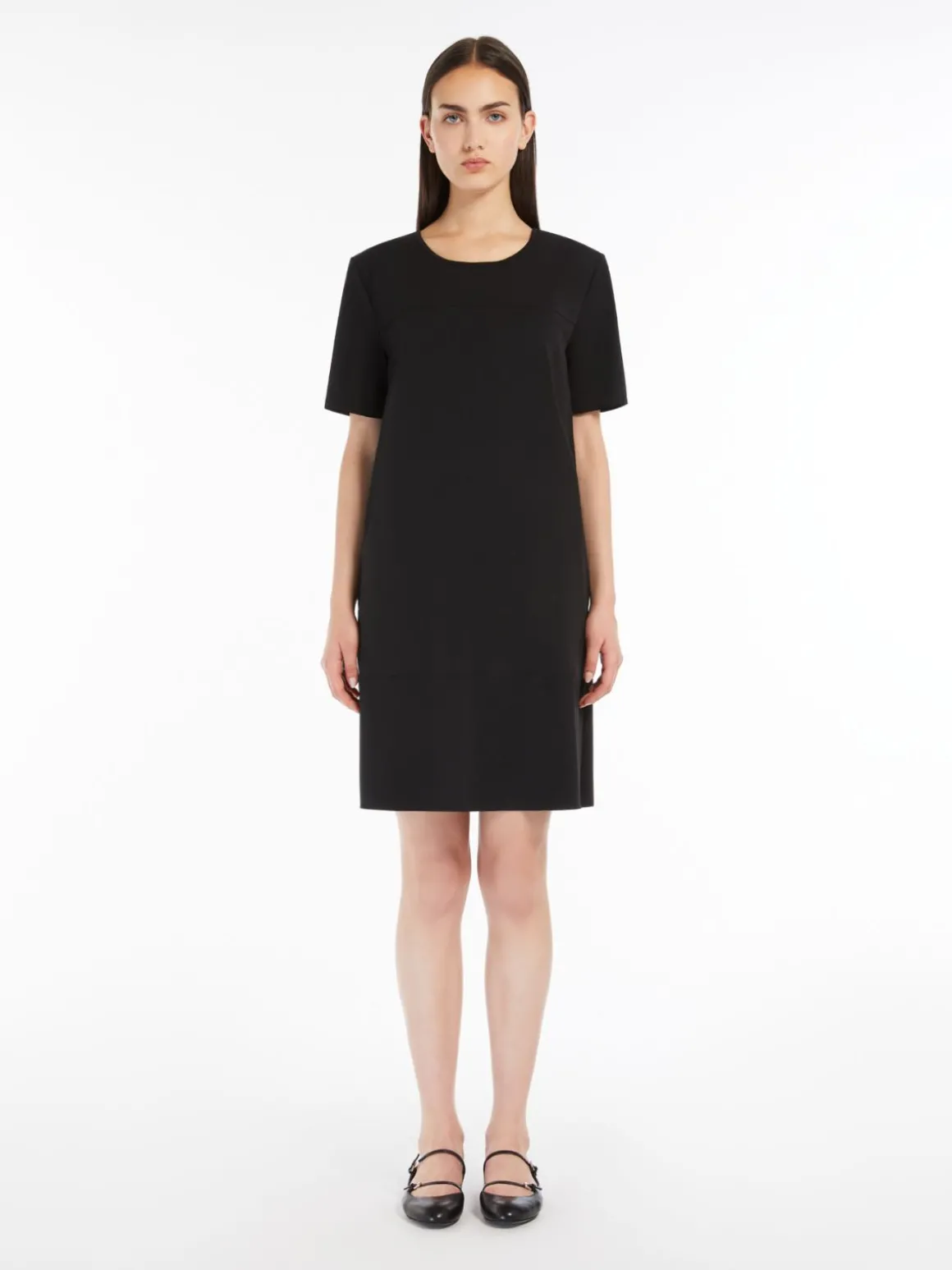 Technical jersey flared dress