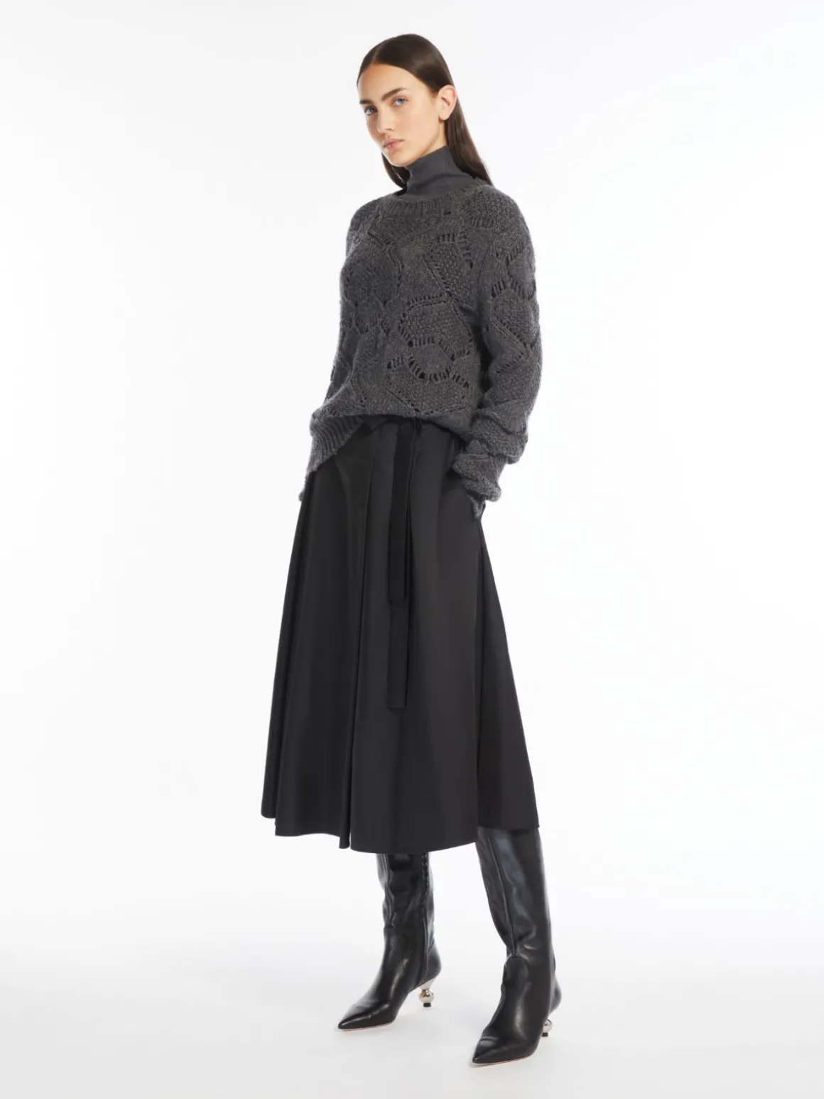 Technical twill wrap skirt