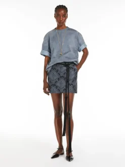 Technical wool jacquard miniskirt