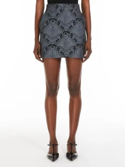 Technical wool jacquard miniskirt