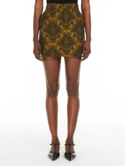 Technical wool jacquard miniskirt