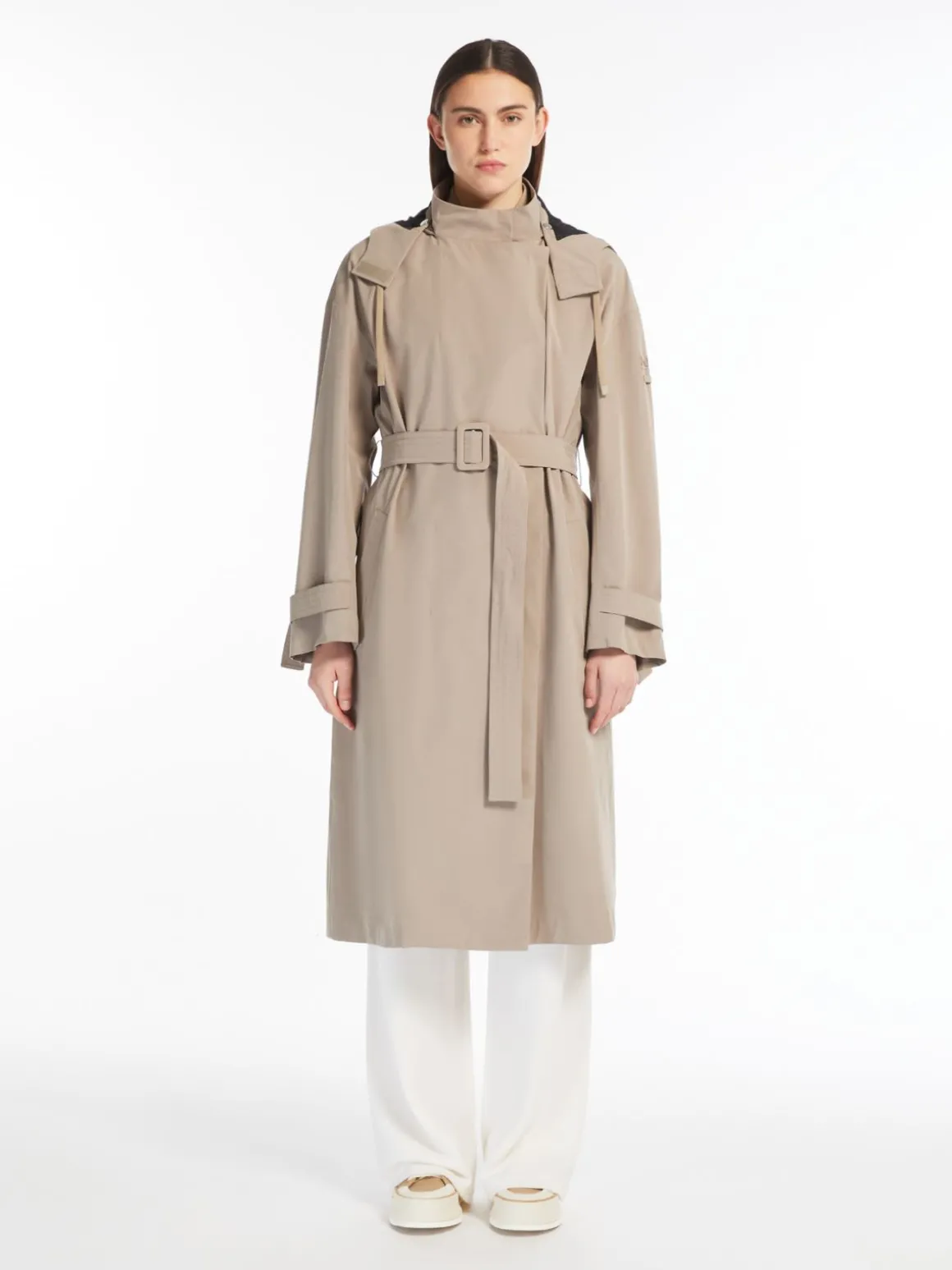 Technical-fabric trench coat