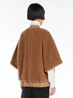 Teddy fabric bomber jacket cape