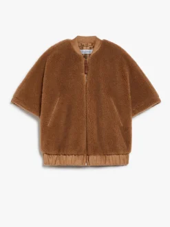 Teddy fabric bomber jacket cape